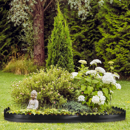 6 Inch Tall 33 ft Length No Dig Landscape Plastic Edging Kit with Hammer Spikes Plastic Garden Flower Bed Edging Landscape Edging Border for Gardens Border Lawn Grass Yard (Black,Wave)