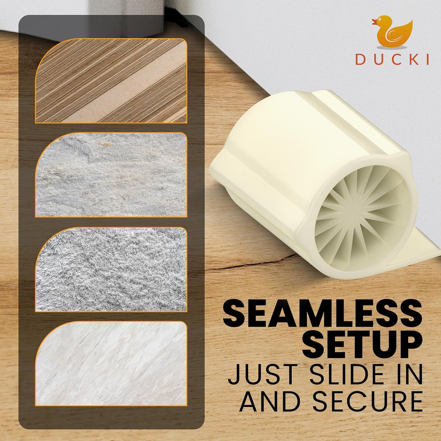 Ducki 2 Pack Door Wedge Stopper - 3 in 1 Thermoplastic Rubber Door Stop Wedge for The Top, Bottom, or Hinge of Doors - Reliable and Long-Lasting Door Stopper Wedge - 4" x 2" x 1.5" - White