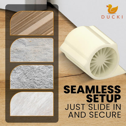 Ducki 2 Pack Door Wedge Stopper - 3 in 1 Thermoplastic Rubber Door Stop Wedge for The Top, Bottom, or Hinge of Doors - Reliable and Long-Lasting Door Stopper Wedge - 4" x 2" x 1.5" - White