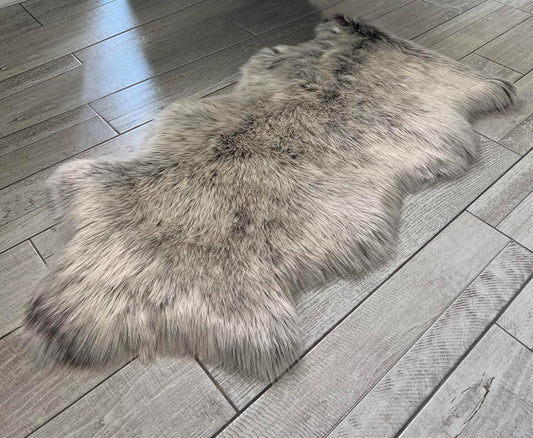 LAMBZY Faux Sheepskin Super Soft Hypoallergenic Free Shape Silky Shag Rug, Luxury Shaggy Plush Carpet for Bedroom Living Kids Room Sofa Rugs (Brown with Beige Tips, Single and a Half 2'x4')