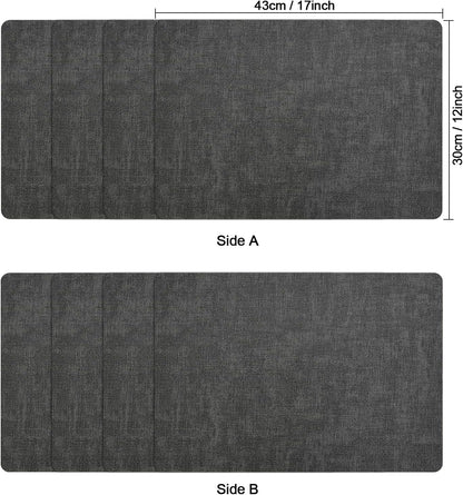 Myir JUN Placemats Dual Sided, Faux Leather Place Mats Set of 4 Indoor Placemats for Dining Table Outdoor Placemats Square Non-Slip Washable Table Mats (Gray, Set of 4)