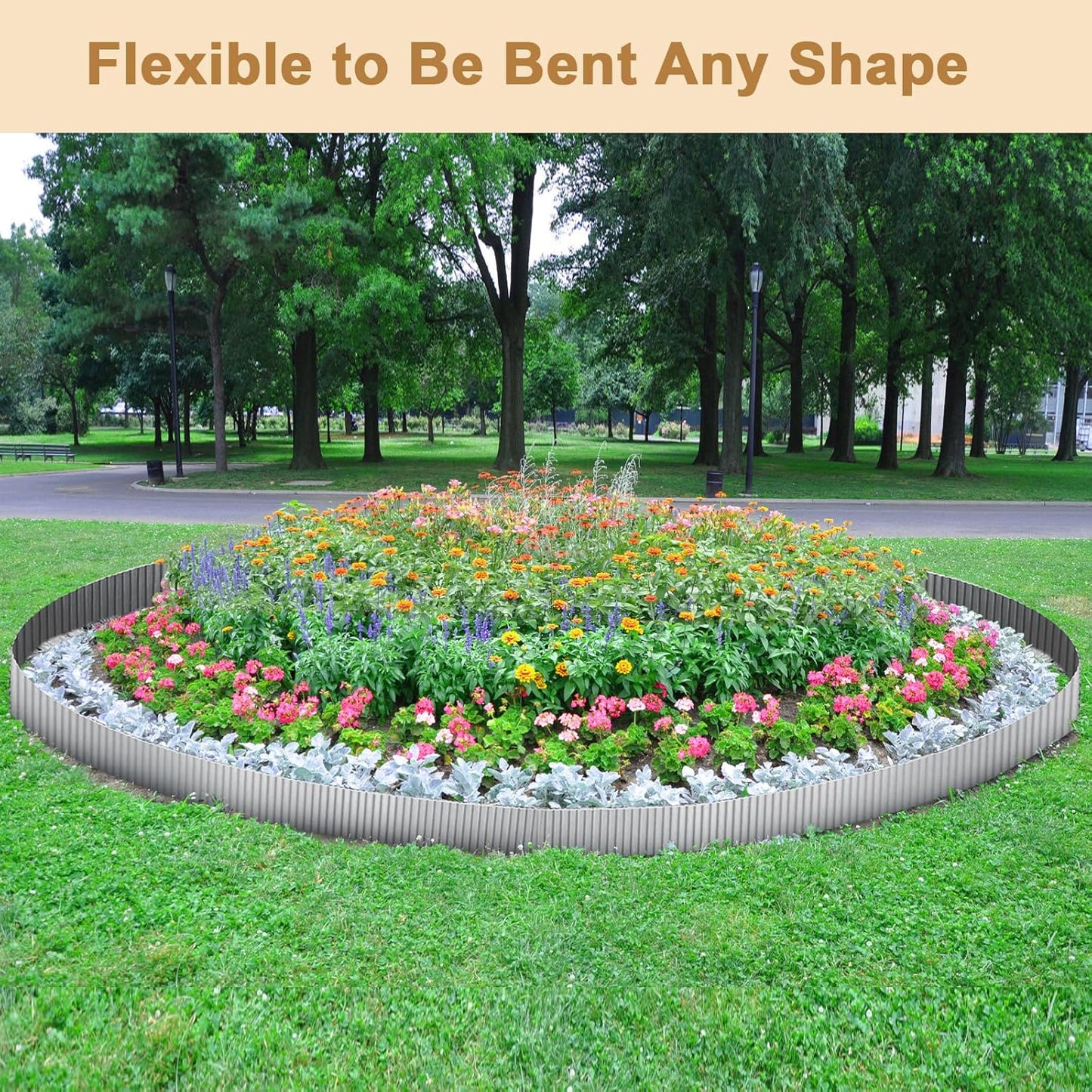 Garden Edging, Corrugated Garden Edging Border Metal Landscaping Edging Border Suitable for Flower Bed and Lawn Edging (6 Inch x 20 FT, Silver)