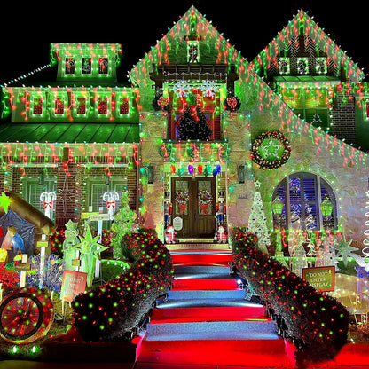 YEGUO 66ft 800 LED Red and Green Icicle Lights Outdoor Waterproof, 160 Drops Icicle String Lights Connectable, 8 Modes Icicle Christmas Lights with Memory Timer