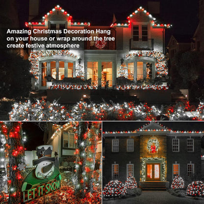 Brizled Red & White Christmas Lights, 33ft 100 LED Christmas String Lights, 5MM Wide Angle Xmas Tree Light Connectable, 120V UL Certified Mini Xmas Light for Indoor Outdoor Tree Room Party, Green Wire