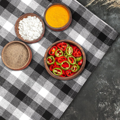 Kitchen Towels Set of 6 Black/White Checks 20x30 Inches 100% Cotton Highly Absorbent Kitchen Towels Premium Quality Ultra Soft Mitered Corners