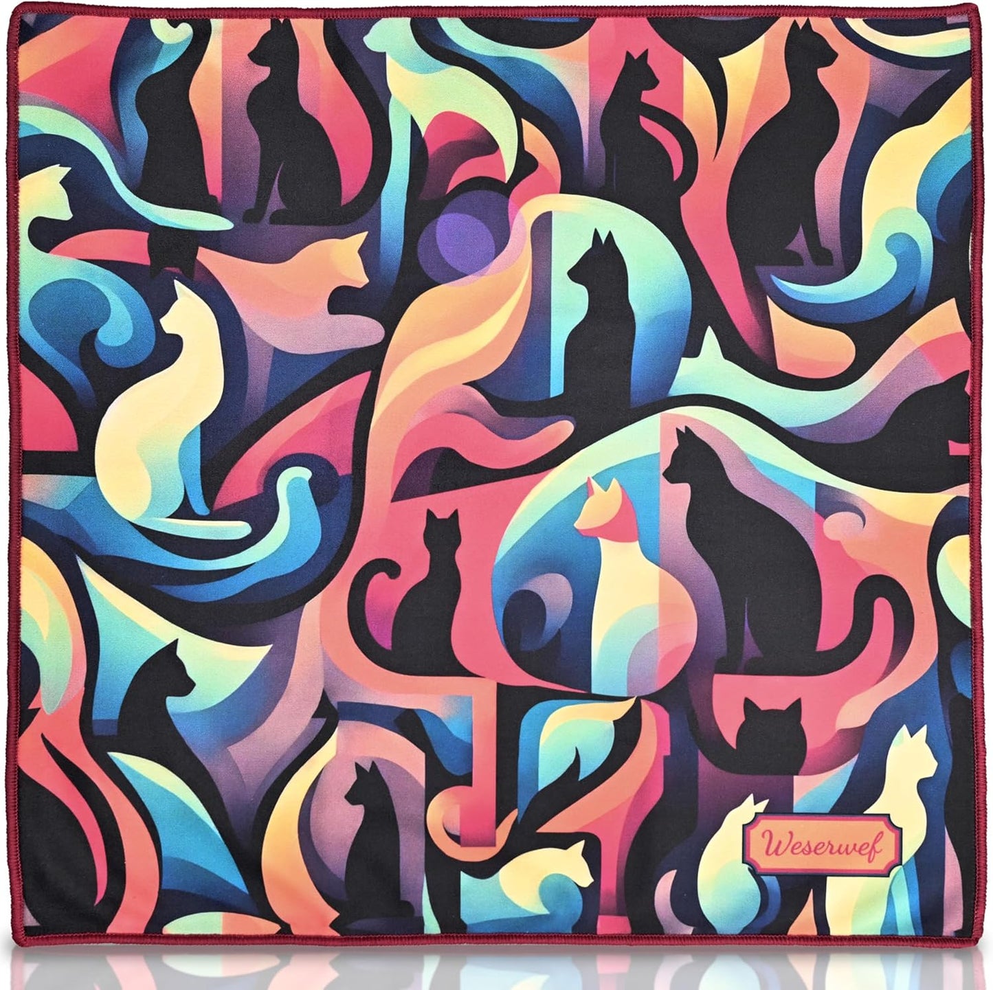 WESERWEF Design Microfiber Glasses Cleaning Cloth – Premium Cleaning Cloth for Eyeglasses, Screens, Tablets, Cameras & Lenses, 12" x 12", Ultra-Soft & Scratch-Free (Cats)