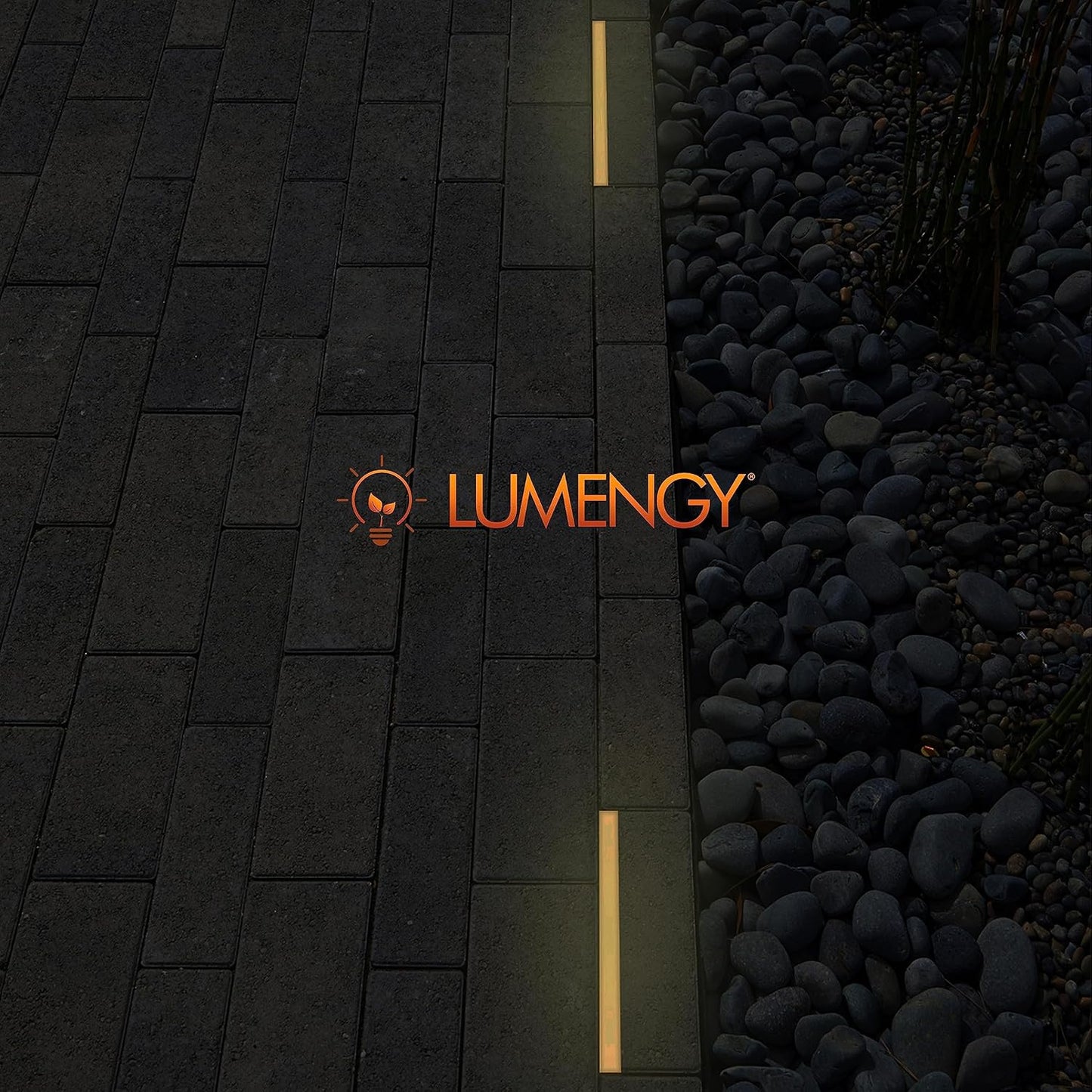 LUMENGY Paver Light Slim 0.5x8 Inch (0.55 x 7.87 inches) 2700K Warm White Glare-Free Steel Brick Lighting for Pavers, Walls, Driveway & Pathway Borders, Waterproof, Drive-Over Rated - 12V AC/DC