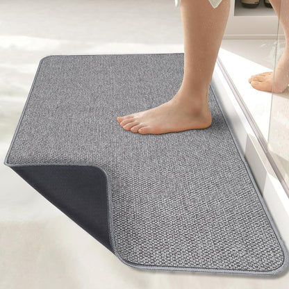 Bath Mat,Ultra Thin Bathroom Rugs,Rubber Bath Mats for Bathroom,No Slip Bath Rugs,Quick Dry,Machine Washable,Low Pile,Absorbent,Shower Outside,Sink,Home Decor Accessories.Grey,1'5"x2'3"(2 Pack)