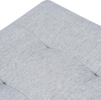 Adeco 18 Inch High Cube Ottoman Storage, Linen Chair Foot Stools, Upholstered Vanity Stool with Hinged Lid, Solid Wood Legs