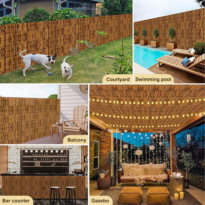 Natural Reed Fencing,Decorative Bamboo Fence Rolls Handwoven Friendly Sun Shade for Garden,Patio,Balcony Windows 3x16FT