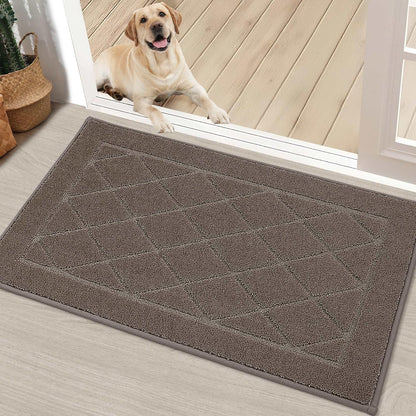 BEQHAUSE Dirt Trapper Door Mat 20" x 32", Doormat Non-Slip Entryway Rugs Washable, Dog Door Mat Stain Resistant and Absorbent Welcome Floor Mat for Front Back Door, Muddy Wet Shoes & Paws, Light Brown