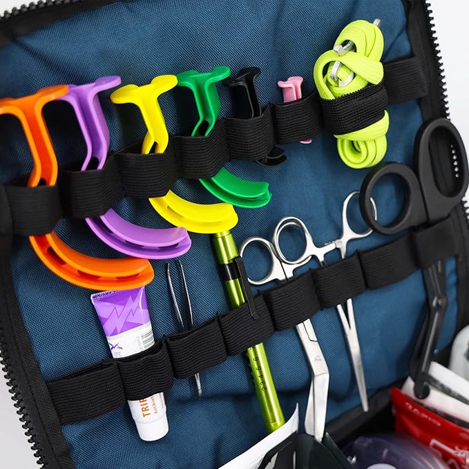 Lightning X MB30-SKC Large EMT Trauma Kit | Fully Stocked First Responder Bag w/ 240+ Supplies | EMS Fire Police Office Sports Team Emergency Medical Kit - Blue