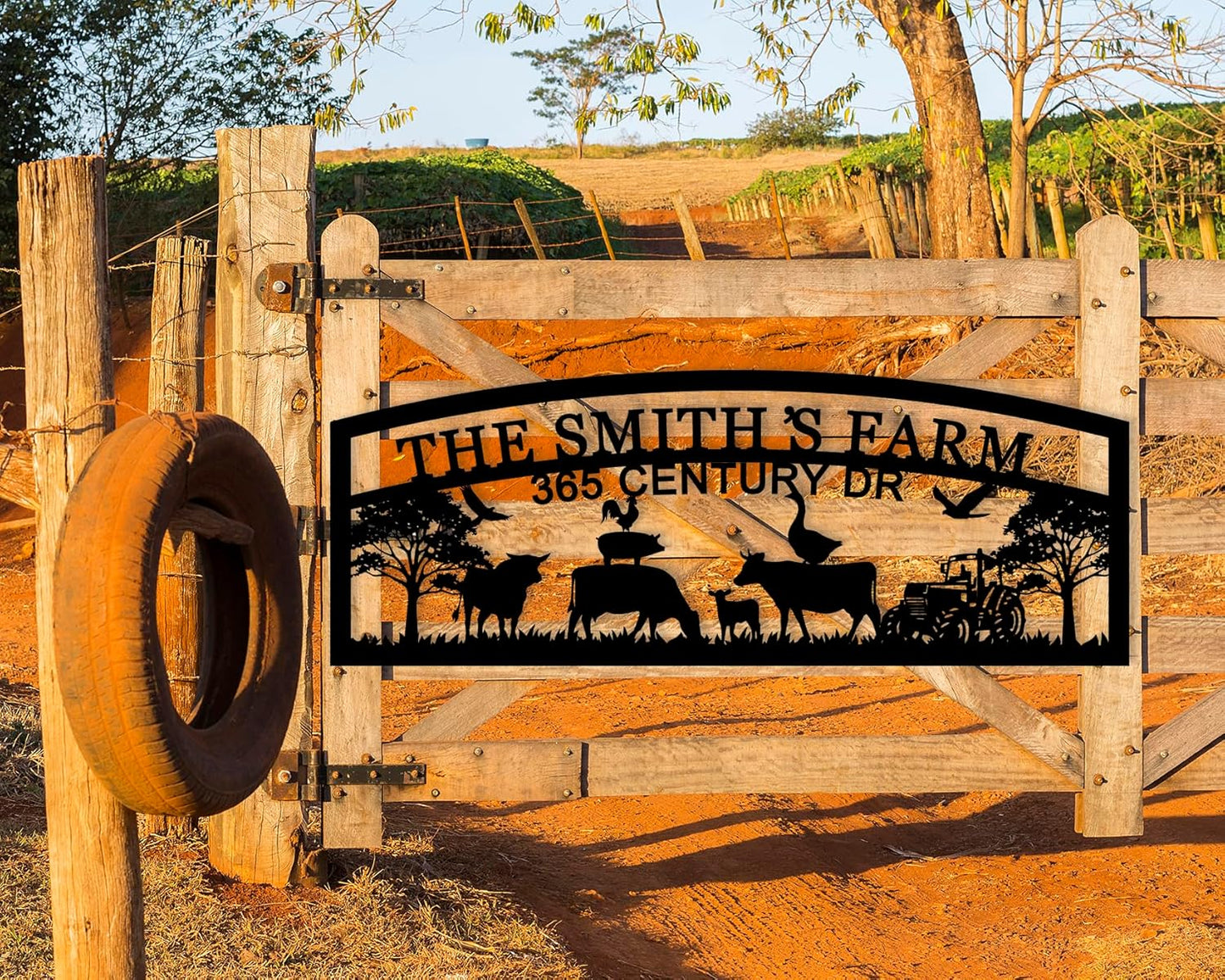 Personalized Hanging Metal Farm Sign, Last Name for Farm, Farmhouse Wall Decor, Large Outdoor Metal, Farmer Gifts