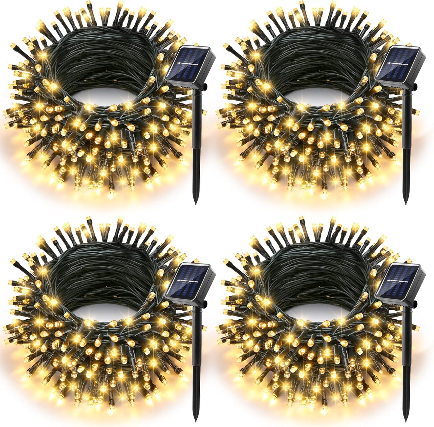 Joomer Solar Christmas Lights Outdoor, 4 Pack Total 156FT 400LED 8 Lighting Modes Solar String Lights Waterproof Fairy Tree Lights for Garden Yard Patio Christmas Decoration (Warm White)