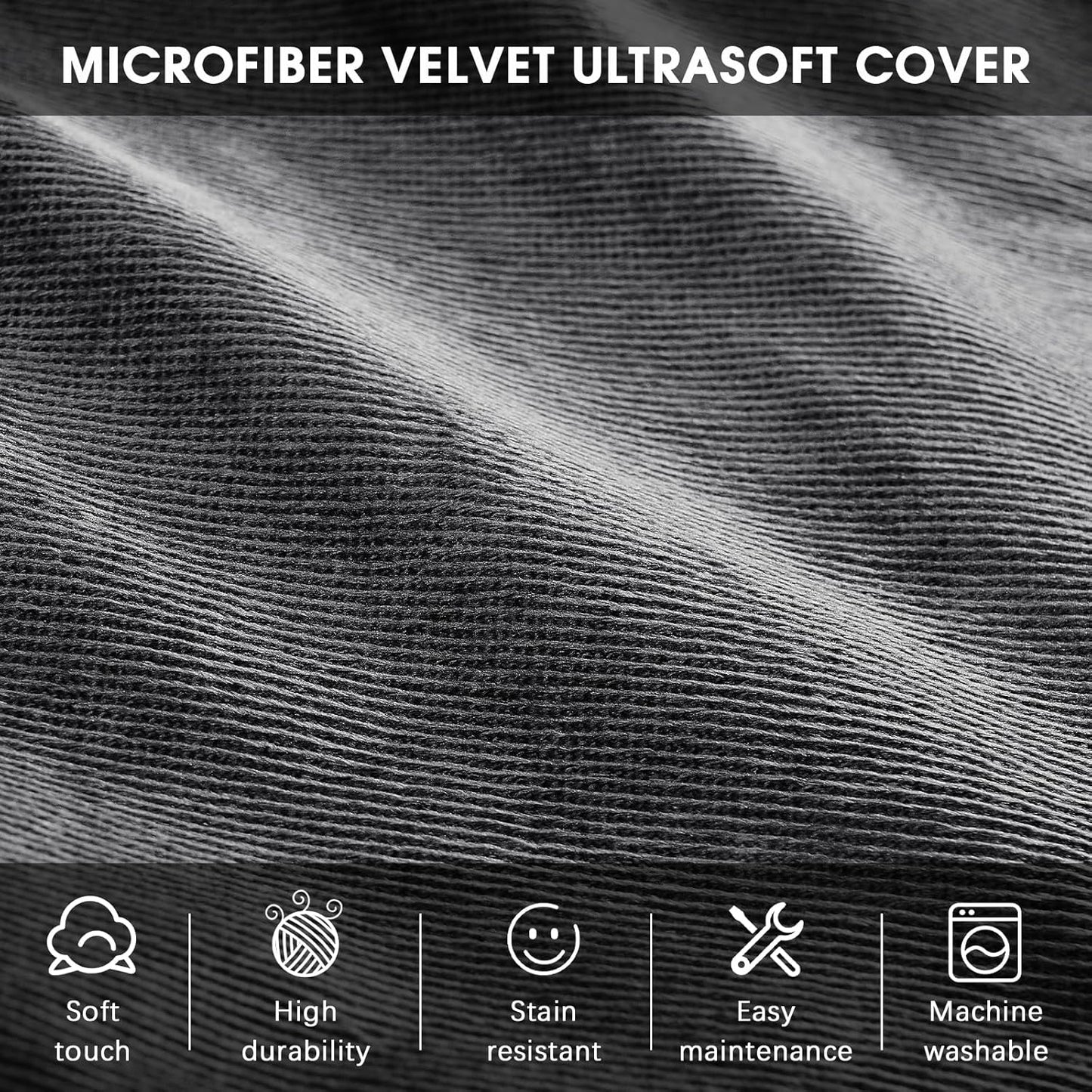 Bean Bag Chairs for Adults - Memory Foam Furniture BeanBag Chair - Kids/Teens Sofa with Soft Micro Fiber Cover - Round Fluffy Couch for Living Room Bedroom College Dorm - 3 ft, Gray Stripe