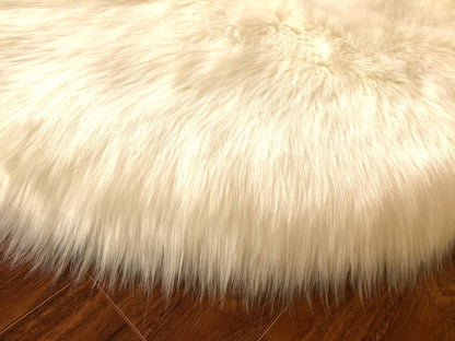 LAMBZY Faux Sheepskin Hypoallergenic Free Shape Silky Shag Rug, Luxury Shaggy Silky Plush Carpet for Bedrooms Rugs Living Room Kids Rooms Sofa Floor Rugs (Double 2'x6', 60x180 cm,Cream)