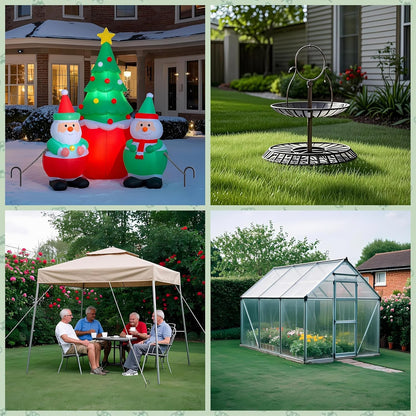 VVOKGO Rebar Stakes 16 Inches J Hook Heavy Duty Chain Link Fence Stakes, 8 Pcs Metal Long Tent Spikes Ground Anchors for Wire Fencing, Dogs Digging, Camping Tents, Swings, Greenhouse, Black