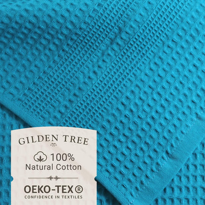 GILDEN TREE Waffle Hand Towels for Bathroom Quick Dry Towel Super Absorbent Thin 100% Cotton Hand Towels Lint Free, Hand Towels for Bathroom Set of 2, Classic Style (Aqua)