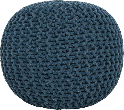 REDEARTH Round Pouf Bean Bag Ottoman - Foot Stool Hand Knitted - Home Decor Pouffe Stuffed - Cable Boho Poof Beanbag Footrest for Living Room - Nursery - Bedroom - Patio (19.5"x19.5"x14") - Teal