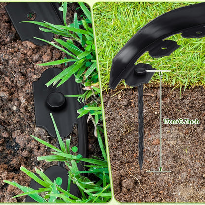 Sasylvia 1.7'' x 200' Landscape Edging Kit Edging Border Coil Include Anchoring Spikes 10 Connectors Plastic Garden Border for Lawn Garden Grass Yard Home(Black)