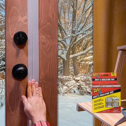 Flex Seal Draft and Insulation Sealing Tape, Flexible, Rubberized, Weatherproof Strip for Windows, Doors, Vents, Works on Wood, Glass, Tile, Metal, Plastic, Fiberglass, Clear, 2 in x 16 ft, Pack of 1