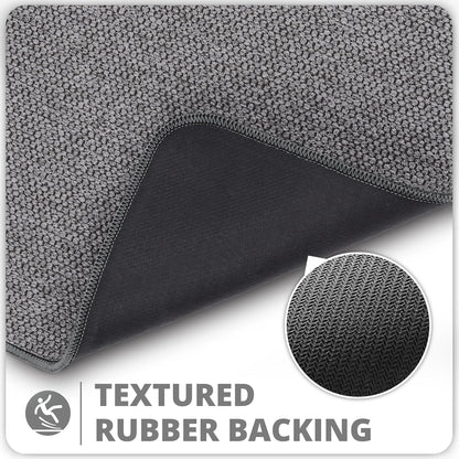 Bath Mat,Ultra Thin Bathroom Runner Rugs,Large Bath Mats for Bathroom,Quick Dry,Non-Slip,Machine Washable,Low Pile,Bath Rug,Shower Outside,Sink,Home Decor Accessories.Dark Grey,1'9"x3'11"（21x47inch）