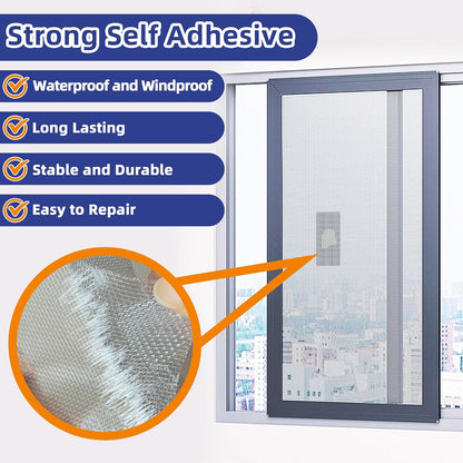 KING MOUNTAIN 20 Sheets Black Window Screen Repair Patches,4×4 in Window Screen Repair Kit for Window Screen and Screen Door Tears Holes, Strong Adhesive Screen Tape Mesh Repair,Quick & Waterproof