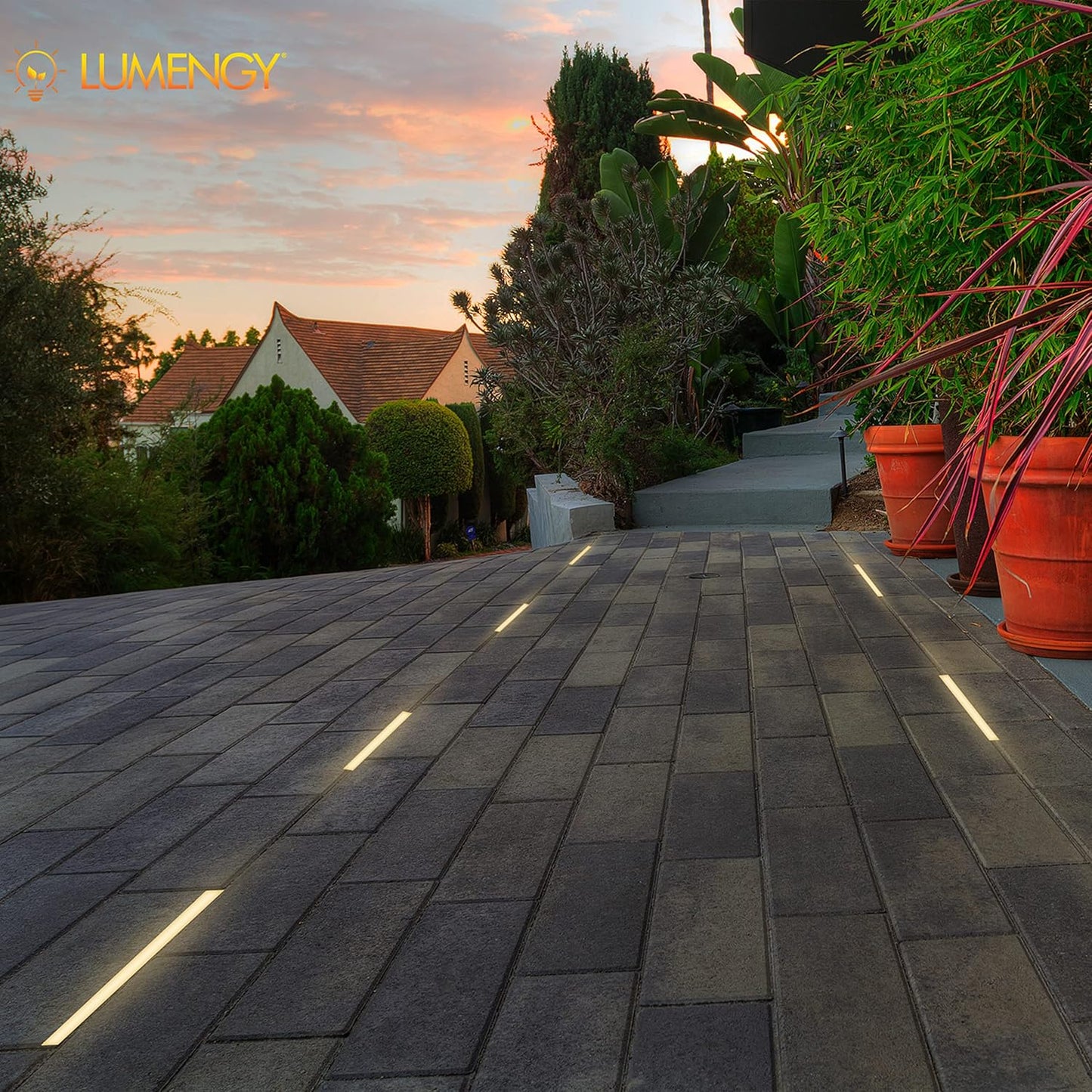 LUMENGY Paver Light Slim 0.5x18 Inch Glare-Free 2700K Warm White, Steel Brick Lighting for Pavers, Walls, Driveway & Pathway Borders, Waterproof IP67, 12V AC/DC Drive-Over Rated