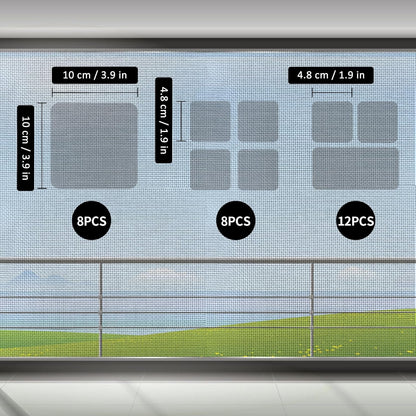 28 Sheets Window Screen Patches Repair Kit, Black 3 Sizes Window Screen Repair Kit for Mesh Screen Door, Strong Adhesive Fiberglass Quick Screen Repair Tape