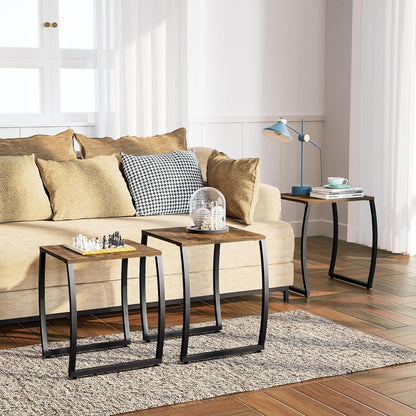 SRIWATANA Nesting Tables, Vintage Side End Tables Living Room, Coffee Snack Table Set of 3