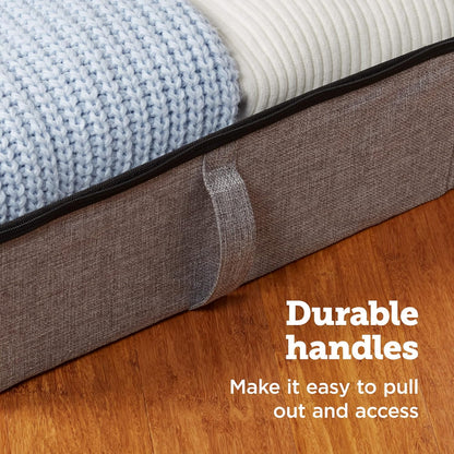 storageLAB Under Bed Storage Containers, Closet Organizers with Sturdy Handles for Clothes, Comforters, and Accessories, Perfect for Use Under or at the End of the Bed - 2 Pack, Grey