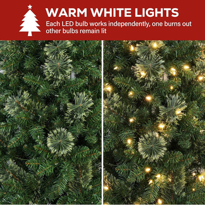 Hykolity 6 ft Prelit Pencil Slim Christmas Tree with 200 Warm White LED Lights, 544 PVC Branch Tips, Metal Stand and Hinged Branches