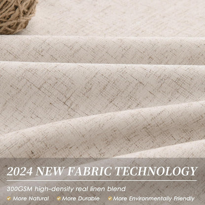 BOODII Oatmeal Room Darkening Curtains 96 Inch Long for Living Room Back Tab Blackout Curtains Neutral Aesthetic Linen Textured Thermal Insulated Black Out Curtain Light Blocking Warm Taupe