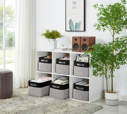 DECOMOMO Storage Baskets for Shelves - Fabric Closet Organizers and Storage Bins, Perfect Baskets for Organizing Closet Toys Nursery (Grey and Black, XL - 3 Pack)