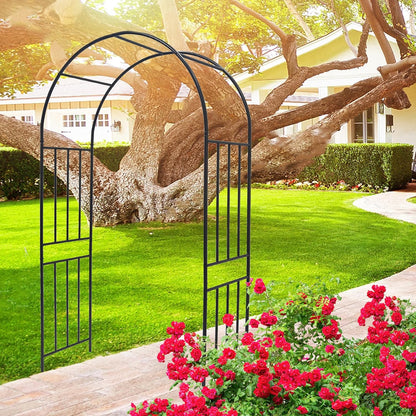 Metal Garden Arch 85.82" H Garden Arbor Trellis Climbing Plants Support Rose Lines Arch Outdoor Lawn Wedding Party Events Archway Black