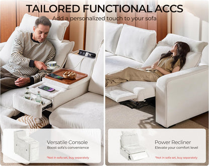 Oversized Modular Sofa Comfy Cloud Couch with Storage, Extra Deep Plush Sectional Sofa Set for Living Room, Covers Washable, Chenille, Olar (White, 6-seatser with Corner & Ottoman, v-Shaped)