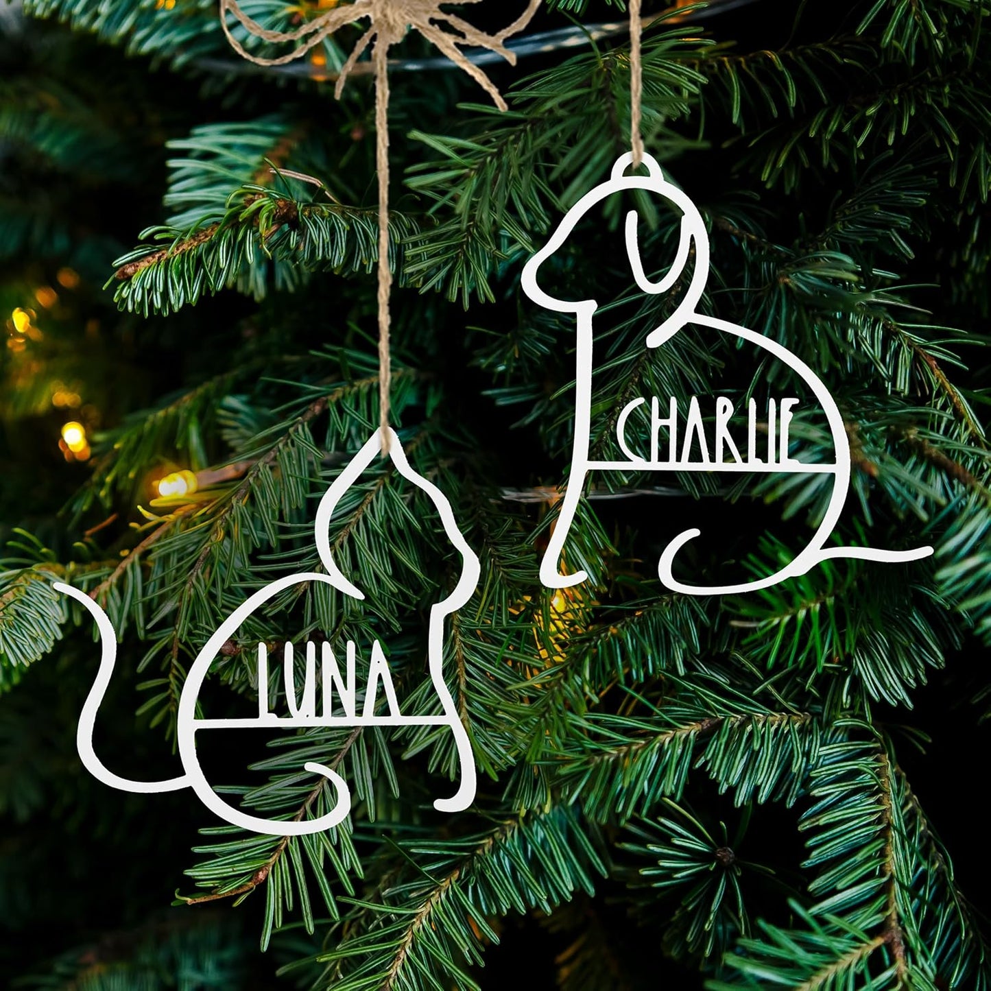 Man's Best Friend Personalized Pet Ornaments (2 Pack; 4 Inch) - Custom Name and Personalized Dog and Paw Design Christmas Ornaments for Christmas Tree