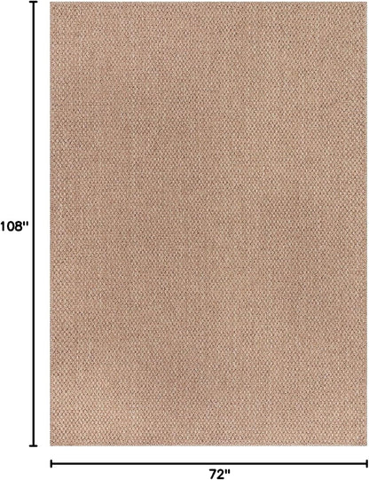 CAMILSON Easy Jute Rug 6x9, Indoor Outdoor Natural Color Farmhouse Area Rugs for Living Room Patio and Kitchen Rug, Solid Boho Woven Design, Easy-Cleaning, Washable Outside Carpet Alfombras (6 x 9)