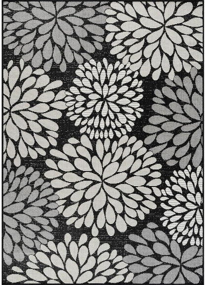 Beverly Rug Outdoor Rug 9x12 Modern Exotic Tropical Leaf Area Rugs for Indoor and Outdoor Patio Deck Porch Garden Water Resistant Washable Outside Carpet (9 x 12 Dark Gray)