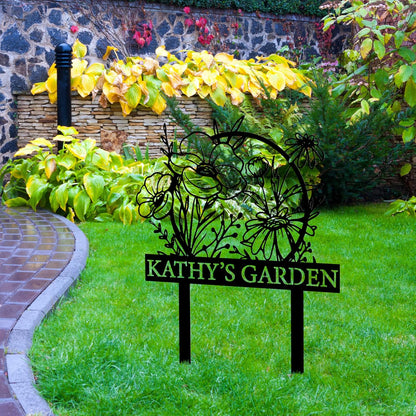 Personalized Metal Garden Sign with Stake, Custom Garden Decor for Outdoor, Custom Family Name Sign, Patio Decorations, Lawn Art, Farmhouse Decorative, Housewarming Gift (CstmDesign12)