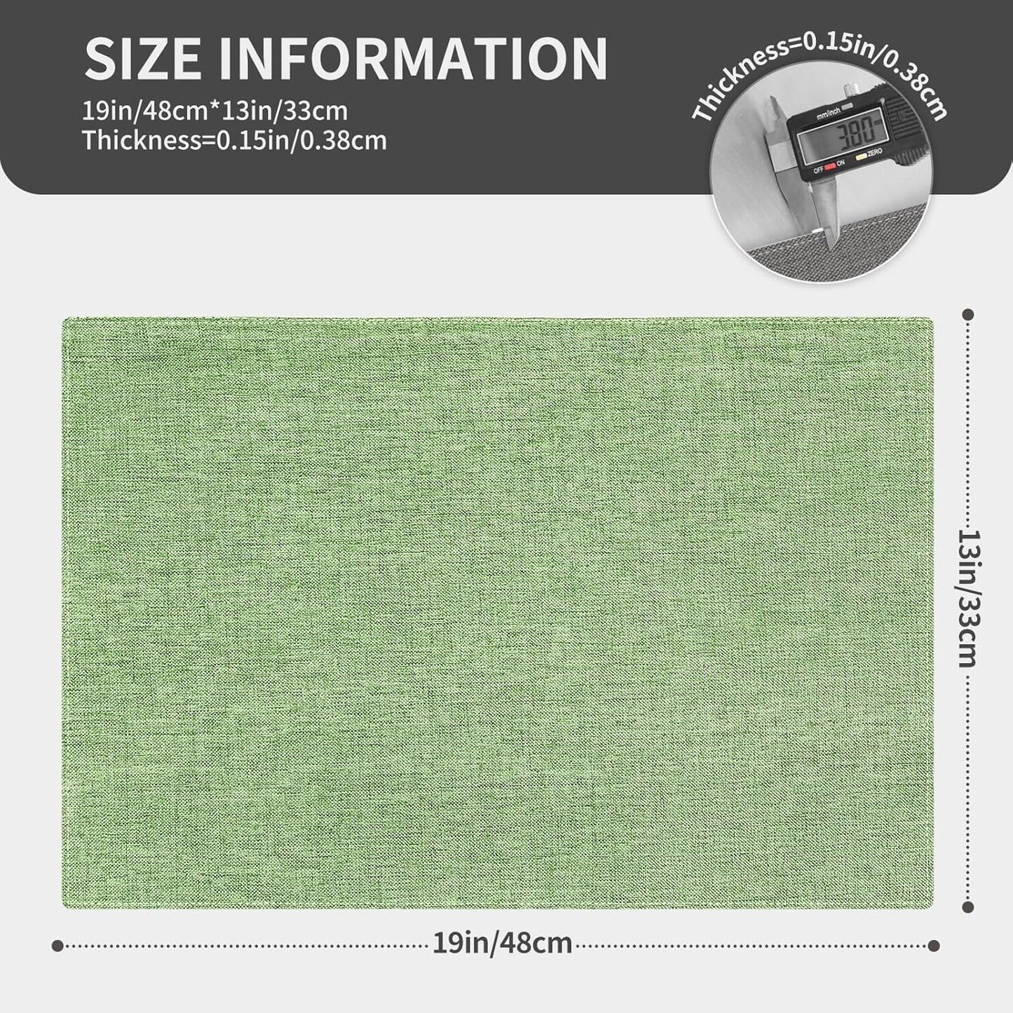 Cloth Placemats, Set of 6 Heat-Resistant Cotton Linen Blend Double Layered Machine Washable Place Mats, Wrinkle Free Thick Fabric Dining Table Mats for Indoors & Outdoors (Grass Green, 6)