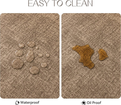 Romanstile Vinyl Placemats Set of 4-12 X 18 Inch - Heat Resistant Place Mats 100% Waterproof Oilproof Wipeable Reversible Faux Leather Table Mats for Kitchen/Dining/Party/Outdoor, Coffee