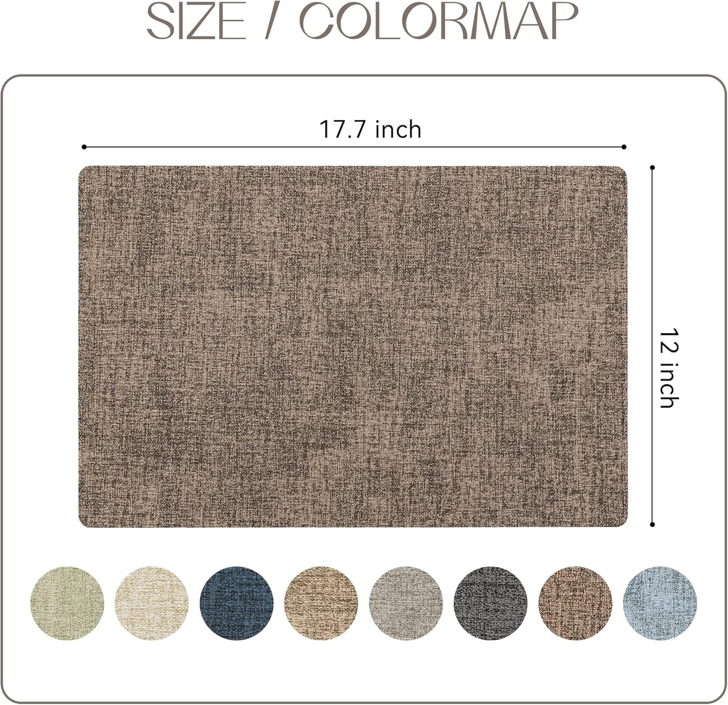 Romanstile Vinyl Placemats Set of 6-12 X 18 Inch - Heat Resistant Place Mats 100% Waterproof Oilproof Wipeable Reversible Faux Leather Table Mats for Kitchen/Dining/Party/Outdoor, Coffee