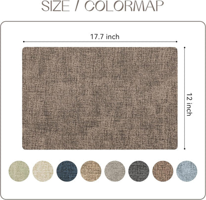 Romanstile Vinyl Placemats Set of 6-12 X 18 Inch - Heat Resistant Place Mats 100% Waterproof Oilproof Wipeable Reversible Faux Leather Table Mats for Kitchen/Dining/Party/Outdoor, Coffee