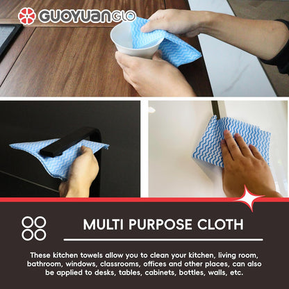 Disposable Dish Cloths Disposable Cleaning Towels Heavy Duty Reusable Cleaning Cloths Dish Rags for Kitchen,11.8 x 21 inches - 50 Counts/Pack,Blue
