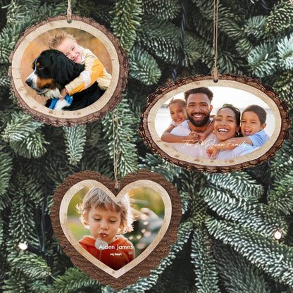 Let’s Make Memories Personalized Christmas Ornament - Photo - Rustic Wood - Round - with Message - 2025 Christmas Ornament