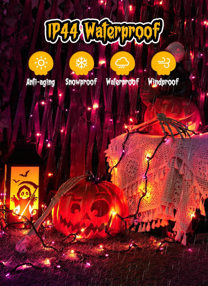 Minetom Halloween String Lights Orange & Purple 100 Count 25 Feet Incandescent Bulb Mini Lights for Indoor Outdoor Garland Party Festival Haunted House Decoration