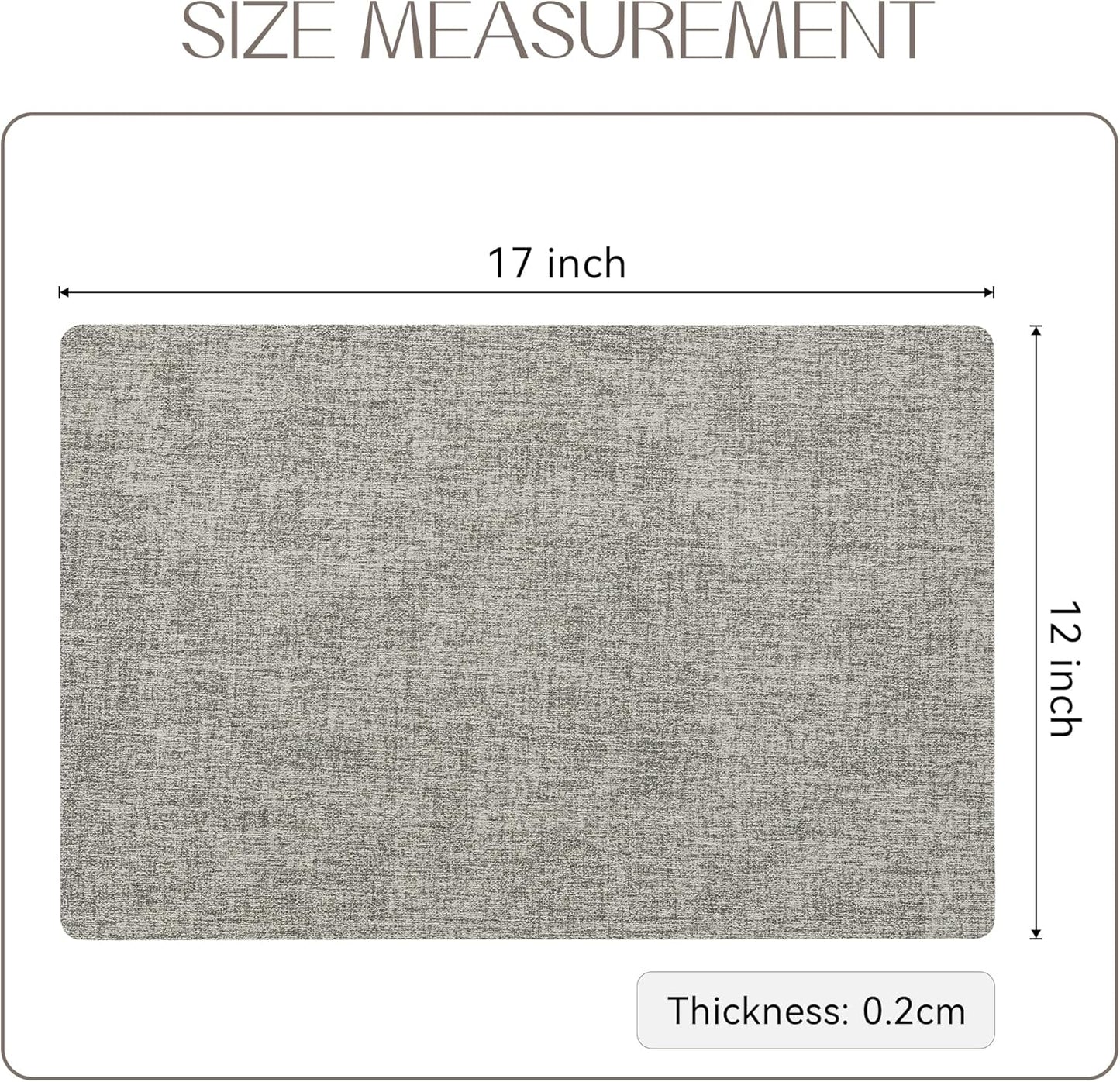 Romanstile Vinyl Placemats Set of 6-12 X 18 Inch - Heat Resistant Place Mats 100% Waterproof Oilproof Wipeable Reversible Faux Leather Table Mats for Kitchen/Dining/Party/Outdoor, Light Grey