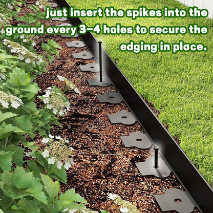 Mars Villa Landscape Edging Border 100FT No Dig Garden Edging Kit Flexible Landscape Edging 4 inch Tall Edging Border with 99 Spikes Cover 75㎡ for Lawns, Flower Yard (Black)