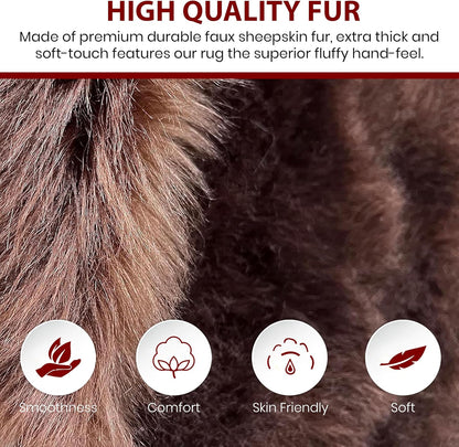 LAMBZY Faux Sheepskin Soft Hypoallergenic Free Shape Silky Shag Rug, Luxury Shaggy Silky Plush Carpet for Bedrooms Rugs Living Room Kids Rooms Sofa Floor Rugs (Double 2'x6', 60x180cm Brown)